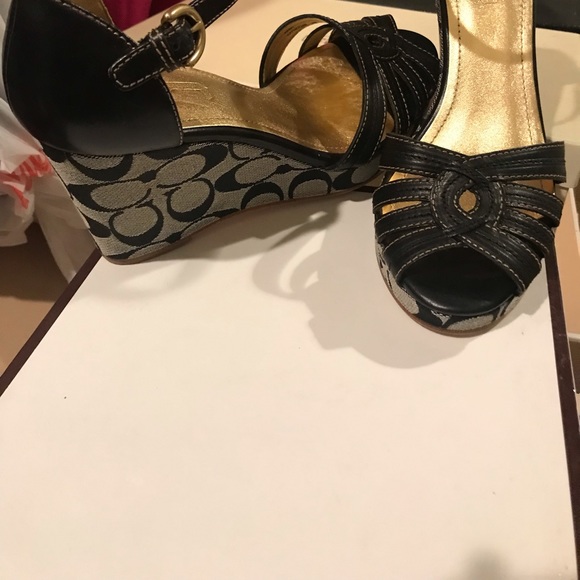 Coach logo wedge heels, Size 7-  used once - Picture 1 of 3